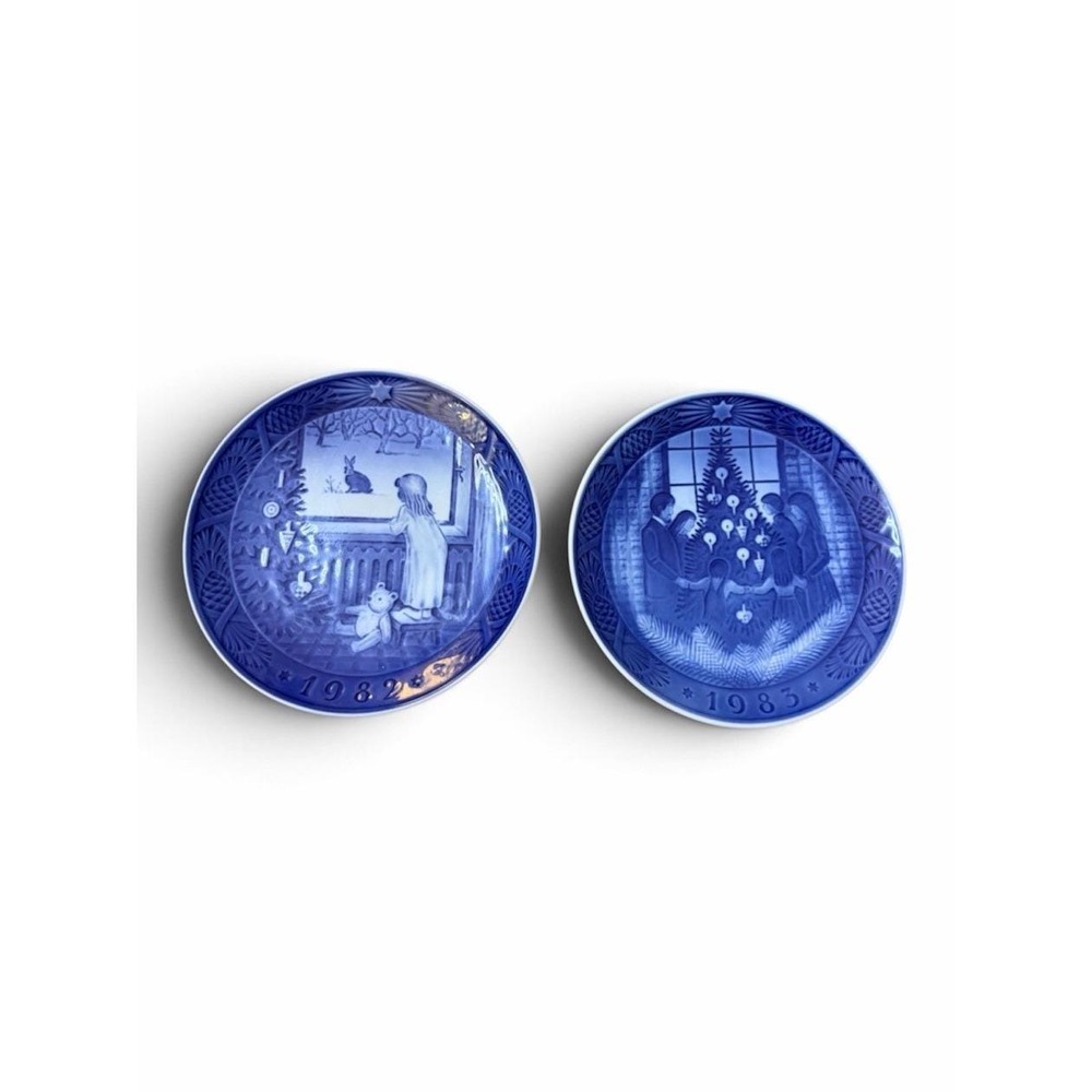 Royal Copenhagen Denmark Blue Christmas Plates 1982 1983  7" Diameter